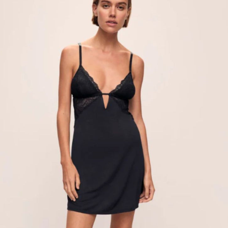 Eberjey Lara Slip S4030 in Black-Loungewear-Eberjey-Black-XSmall-Anna Bella Fine Lingerie, Reveal Your Most Gorgeous Self!