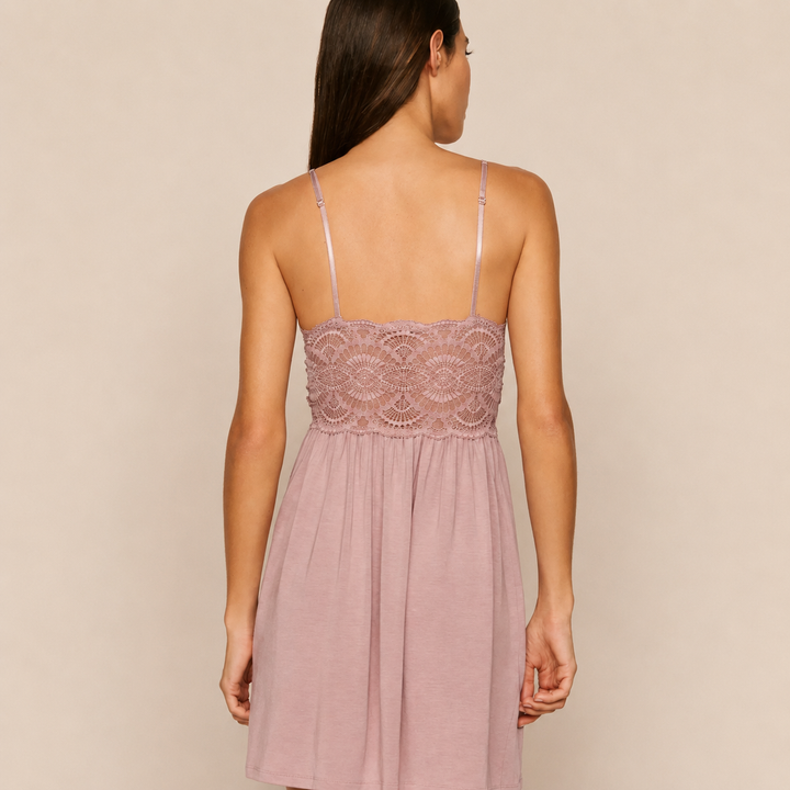 Eberjey Mariana Chemise S1710 in Woodrose-Sleepwear-Eberjey-Woodrose-XSmall-Anna Bella Fine Lingerie, Reveal Your Most Gorgeous Self!