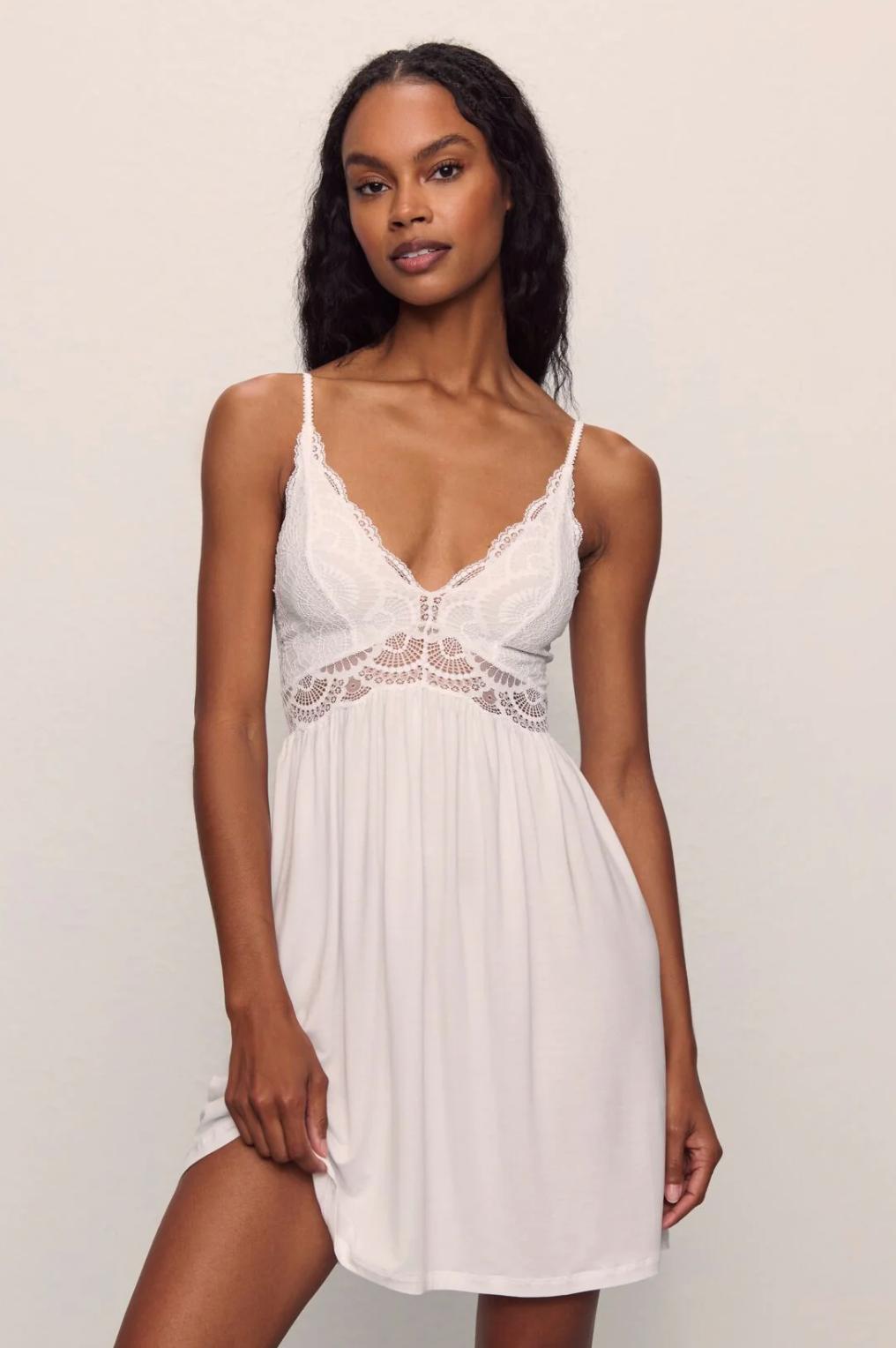 Eberjey Mariana Chemise in White S1710-Anna Bella Fine Lingerie-White-Small-