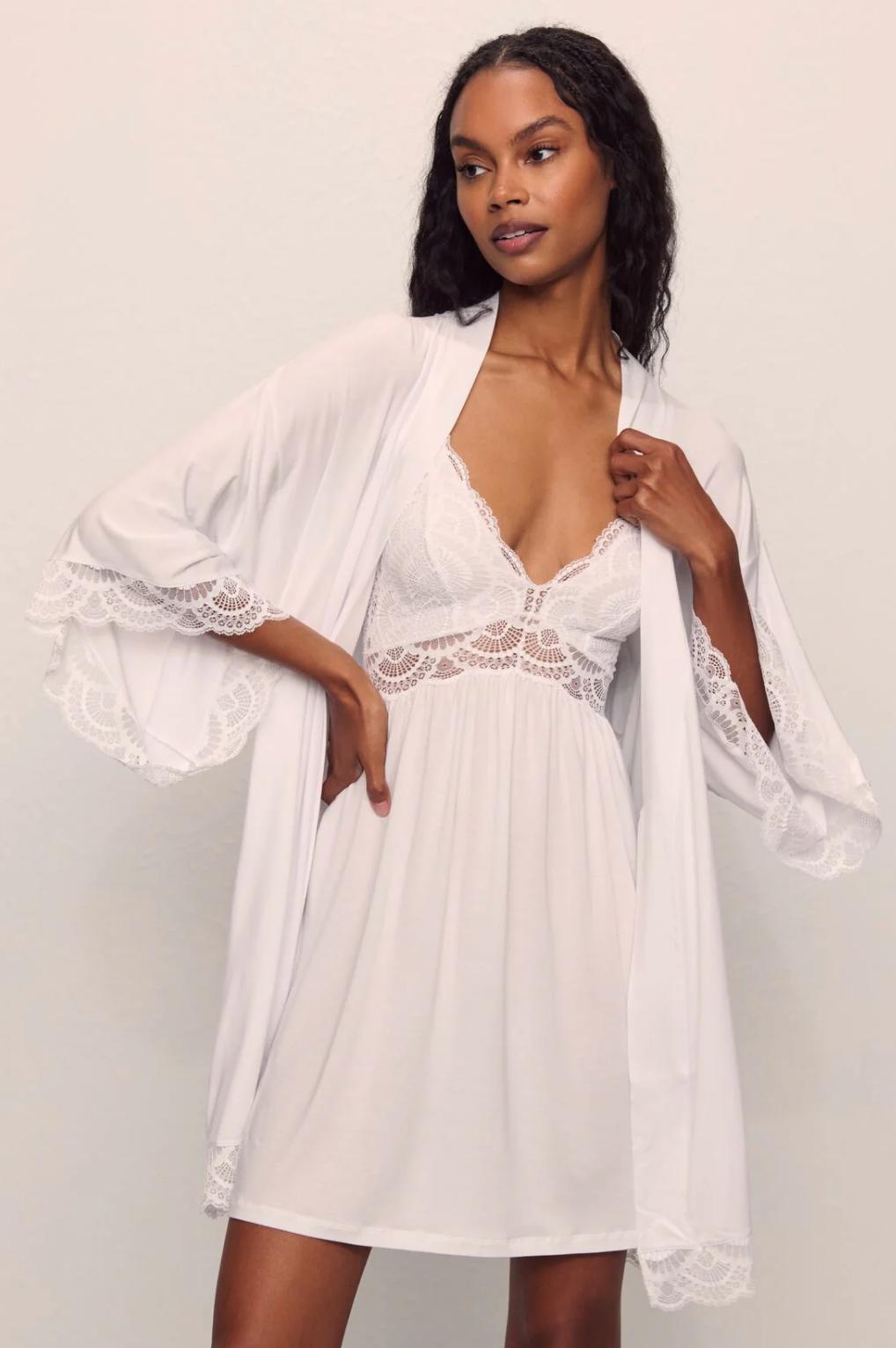 Eberjey Mariana Chemise in White S1710-Anna Bella Fine Lingerie-White-Small-