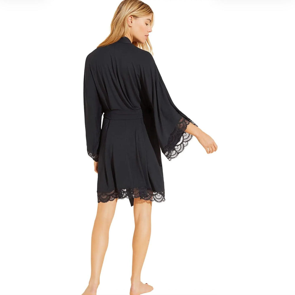 Eberjey Mariana Kimono Robe in Black R1710KN-Robes-Eberjey-Black-XSmall-Anna Bella Fine Lingerie, Reveal Your Most Gorgeous Self!
