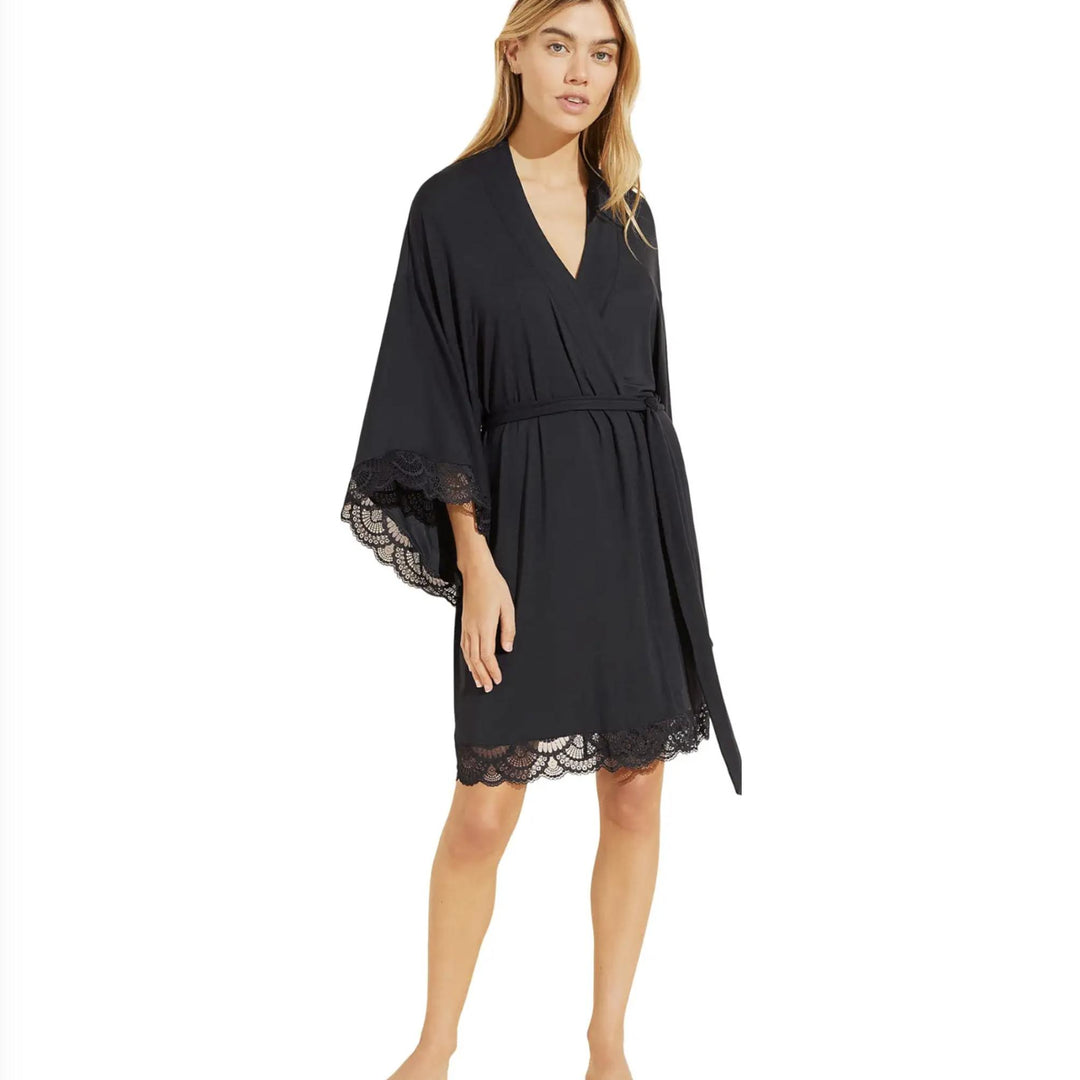 Eberjey Mariana Kimono Robe in Black R1710KN-Robes-Eberjey-Black-XSmall-Anna Bella Fine Lingerie, Reveal Your Most Gorgeous Self!