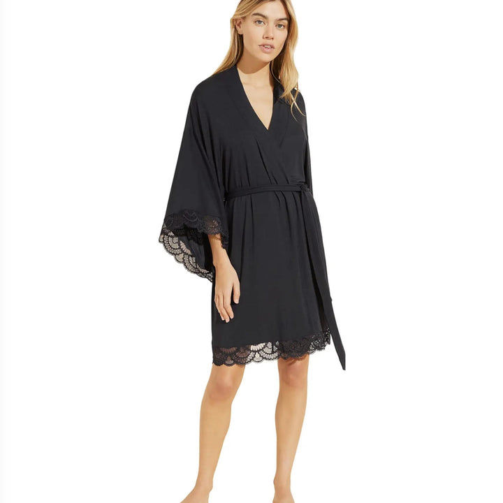 Eberjey Mariana Kimono Robe in Black R1710KN-Robes-Eberjey-Black-XSmall-Anna Bella Fine Lingerie, Reveal Your Most Gorgeous Self!