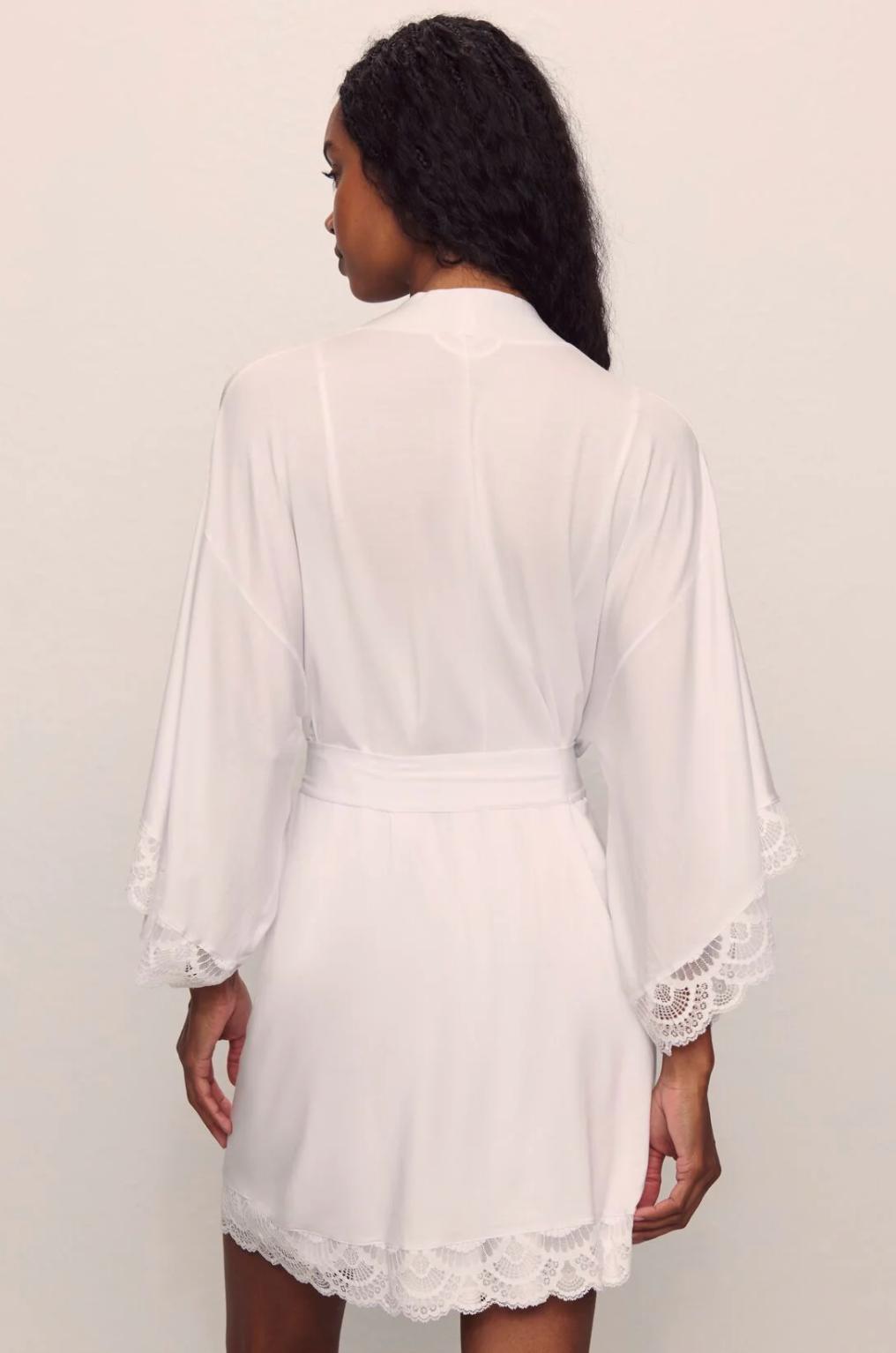 Eberjey Mariana Kimono Robe in White R1710KN-Robes-Eberjey-White-Small-Anna Bella Fine Lingerie, Reveal Your Most Gorgeous Self!