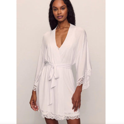 Eberjey Mariana Kimono Robe in White R1710KN-Robes-Eberjey-White-Small-Anna Bella Fine Lingerie, Reveal Your Most Gorgeous Self!