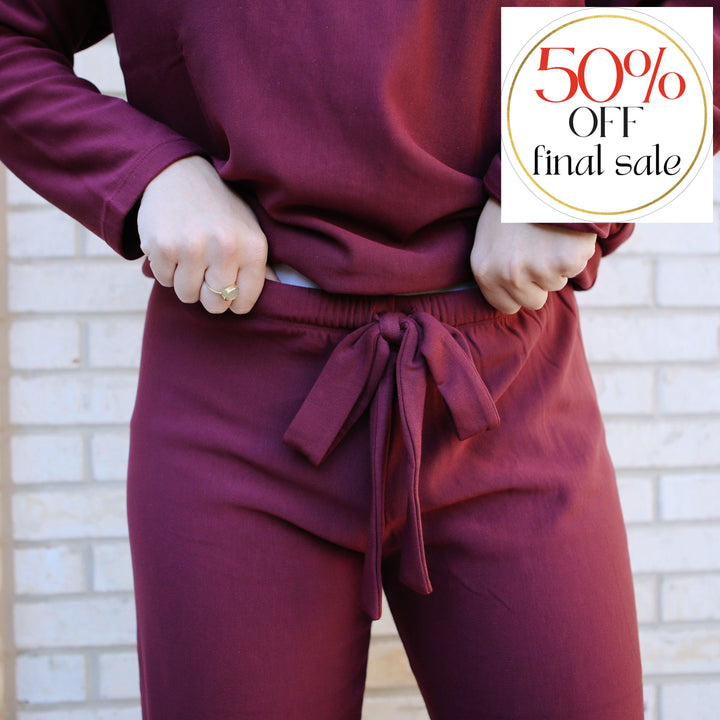 Eberjey Softest Sweats Plush Long Set in Mulberry T1831L-Loungewear-Eberjey-Mulberry-XSmall-Anna Bella Fine Lingerie, Reveal Your Most Gorgeous Self!