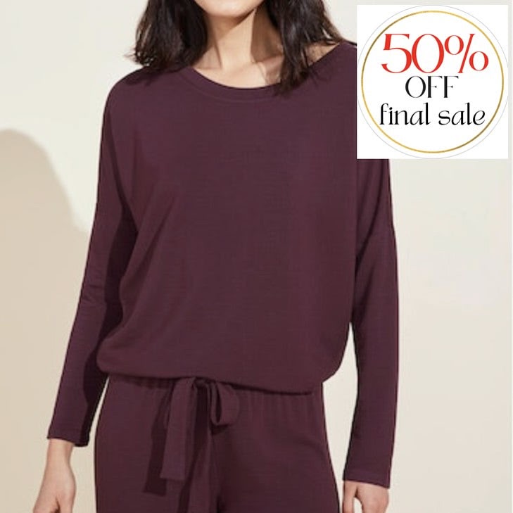 Eberjey Softest Sweats Plush Long Set in Mulberry T1831L-Loungewear-Eberjey-Mulberry-XSmall-Anna Bella Fine Lingerie, Reveal Your Most Gorgeous Self!