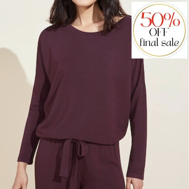 Eberjey Softest Sweats Plush Long Set in Mulberry T1831L-Loungewear-Eberjey-Mulberry-XSmall-Anna Bella Fine Lingerie, Reveal Your Most Gorgeous Self!