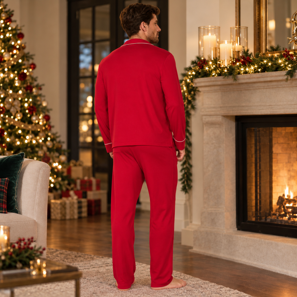 Eberjey William Mens PJ Set in Holly Red PJ1018-Mens-Eberjey-Holly Red-Medium-Anna Bella Fine Lingerie, Reveal Your Most Gorgeous Self!