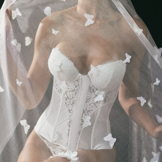 Ellipse Padded Cup Corset 171223-Corsets / Bustiers-Ellipse-Ivory-32-B-Anna Bella Fine Lingerie, Reveal Your Most Gorgeous Self!