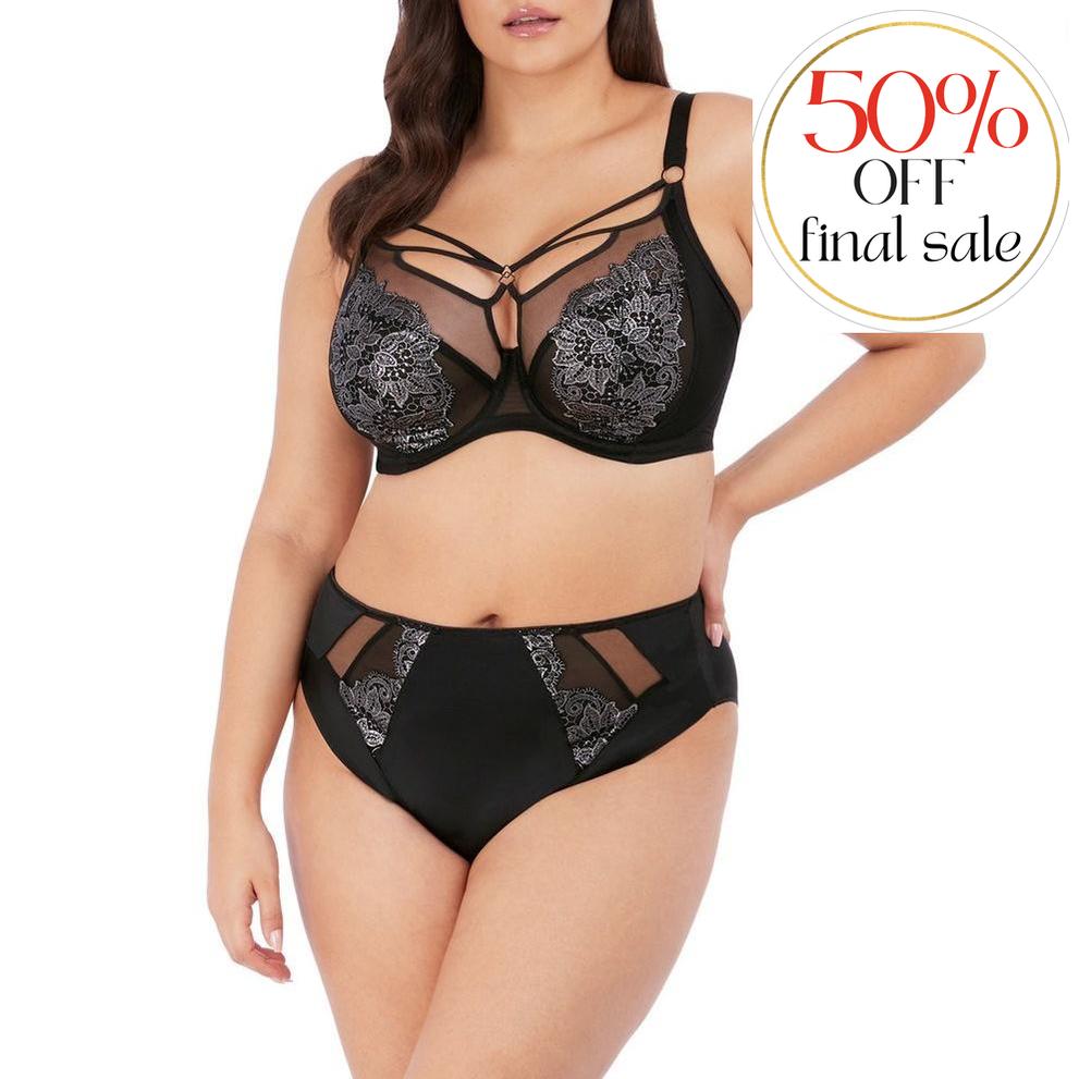 Elomi Eugenie High Leg Brief EL4475 in Black-Panties-Elomi-Black-Large-Anna Bella Fine Lingerie, Reveal Your Most Gorgeous Self!