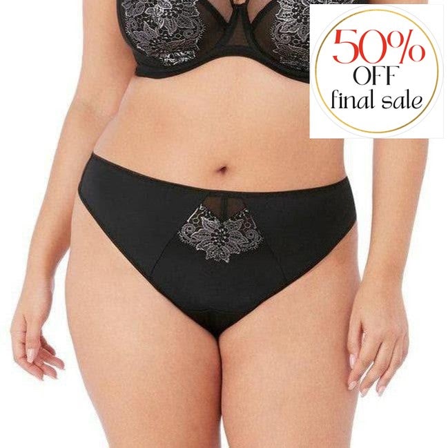 Elomi Eugenie Thong EL4477 in Black-Panties-Elomi-Black-Medium-Anna Bella Fine Lingerie, Reveal Your Most Gorgeous Self!