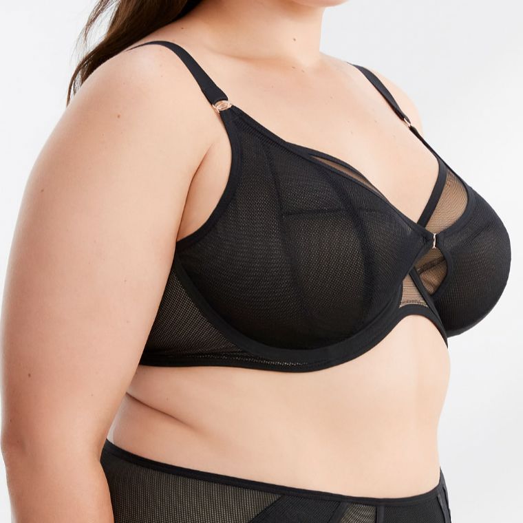 Elomi Kintai UW Plunge Bra in Black EL301202-Bras-Elomi-Black-38-E-Anna Bella Fine Lingerie, Reveal Your Most Gorgeous Self!