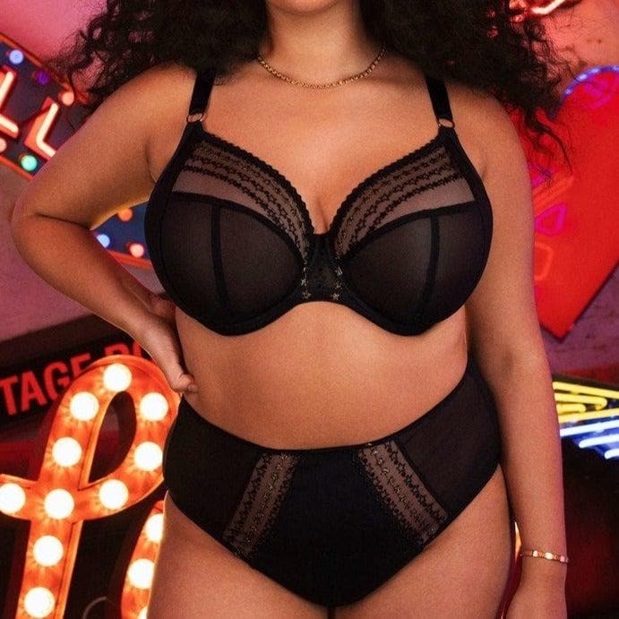 Elomi Matilda UW Plunge Bra in Black Copper Stars EL8900-Bras-Elomi-Black Star-38-DD-Anna Bella Fine Lingerie, Reveal Your Most Gorgeous Self!