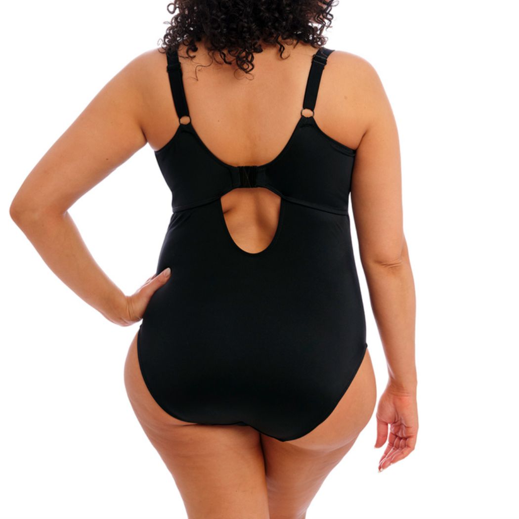 Elomi Plain Sailing Non Wired Plunge Swimsuit ES7280 in Black-Anna Bella Fine Lingerie-Black-36-F/FF