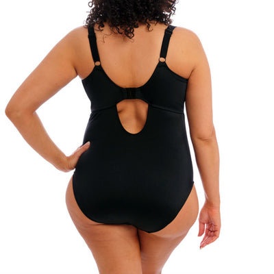 Elomi Plain Sailing Non Wired Plunge Swimsuit ES7280 in Black-Swimwear-Elomi-Black-36-F/FF-Anna Bella Fine Lingerie, Reveal Your Most Gorgeous Self!