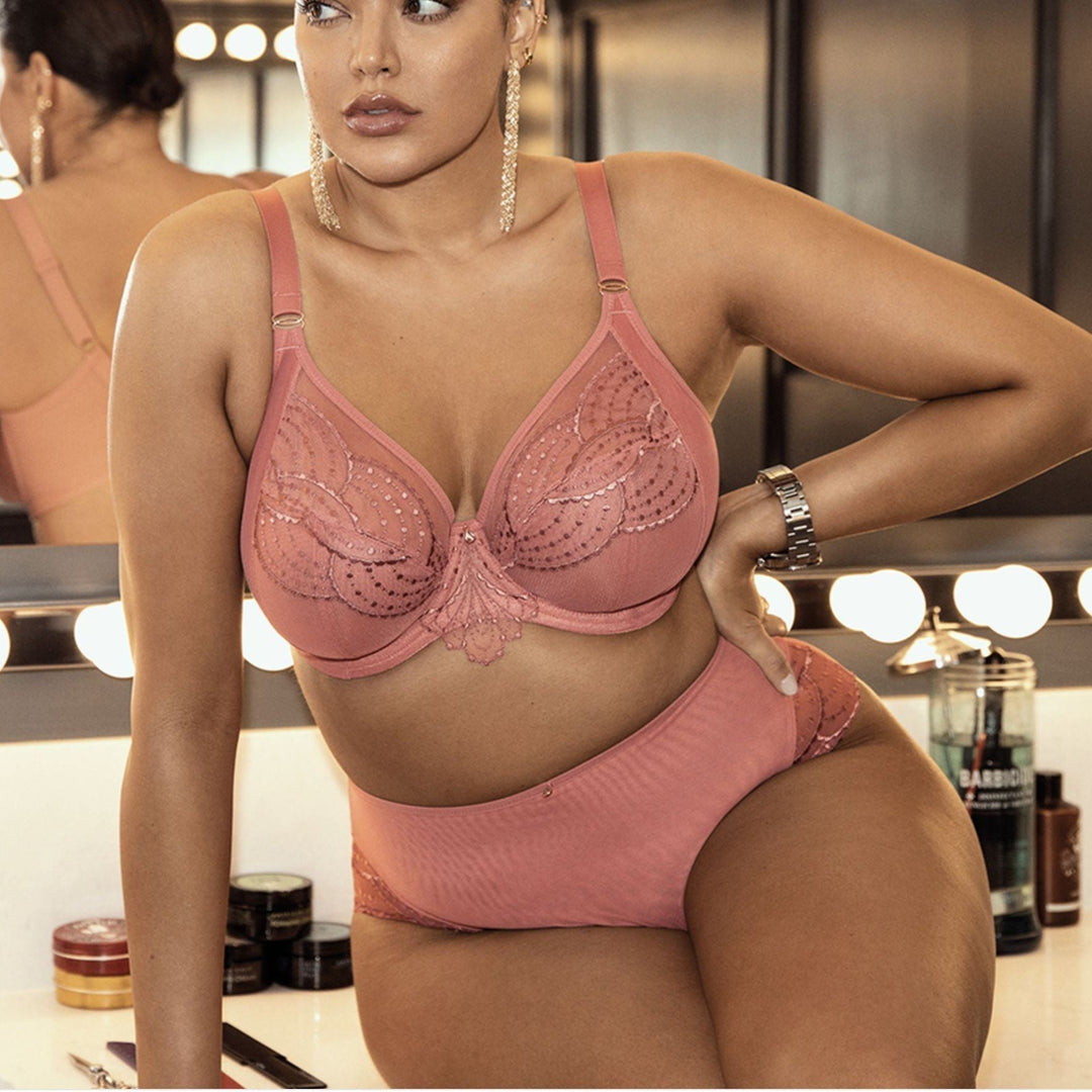 Elomi Priya UW Plunge Bra in Rosegold EL4550-Bras-Elomi-Rosegold-36-G-Anna Bella Fine Lingerie, Reveal Your Most Gorgeous Self!