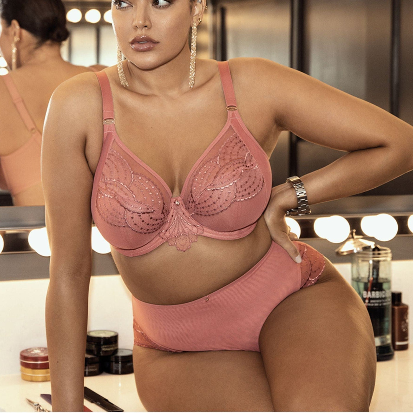 Elomi Priya UW Plunge Bra in Rosegold EL4550-Bras-Elomi-Rosegold-36-G-Anna Bella Fine Lingerie, Reveal Your Most Gorgeous Self!