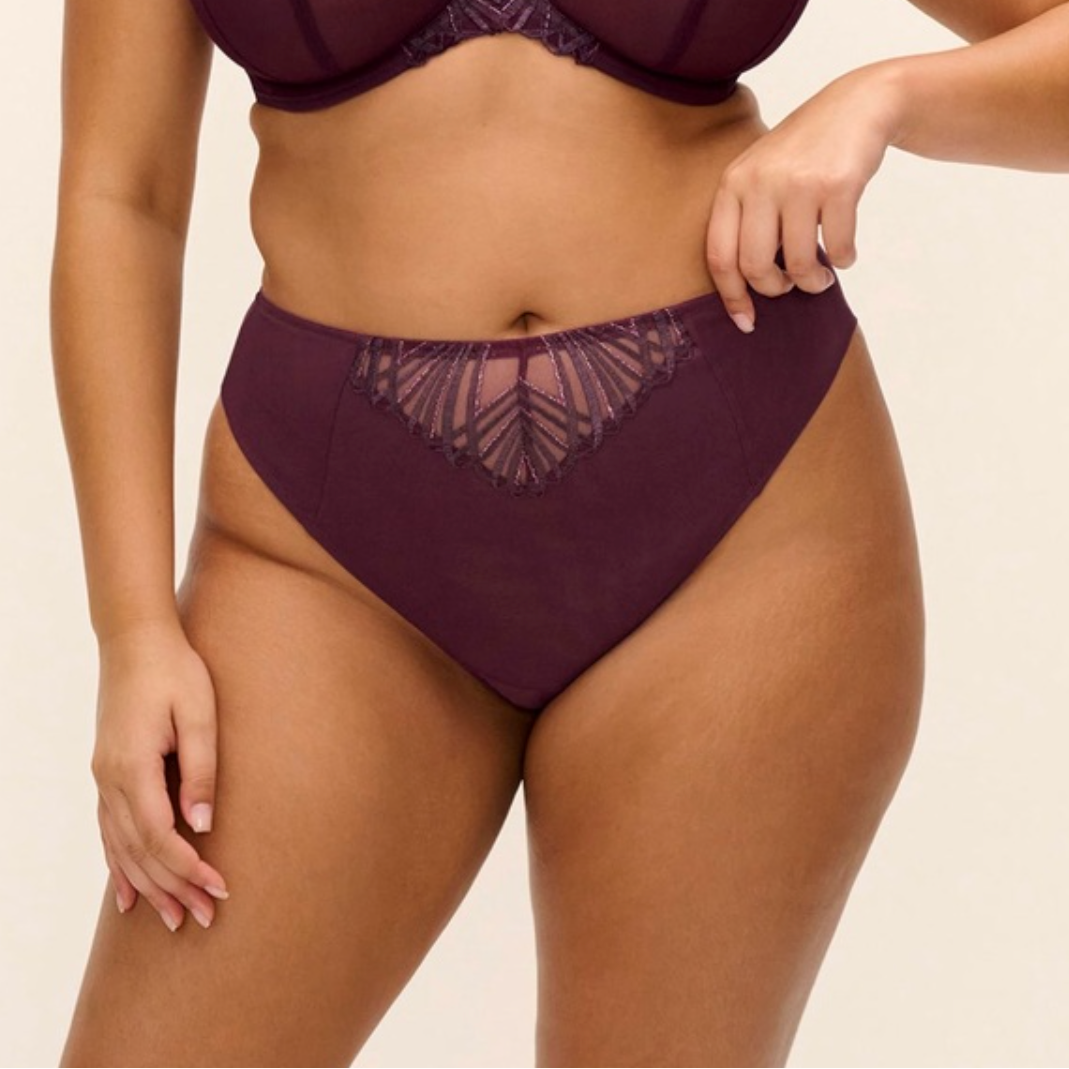 Elomi Reja Brazilian Brief in Fig EL303155-Panties-Elomi-Fig-Small-Anna Bella Fine Lingerie, Reveal Your Most Gorgeous Self!