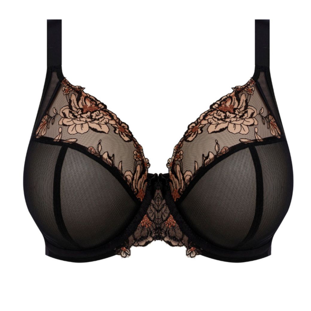 Elomi Teagan UW Plunge Bra in Black Almond EL302602-Bras-Elomi-Black/Almond-36-E-Anna Bella Fine Lingerie, Reveal Your Most Gorgeous Self!