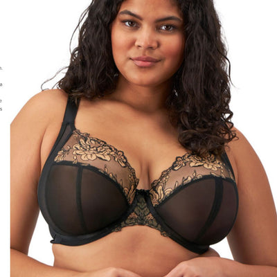 Elomi Teagan UW Plunge Bra in Black Almond EL302602-Anna Bella Fine Lingerie-Black/Almond-36-E