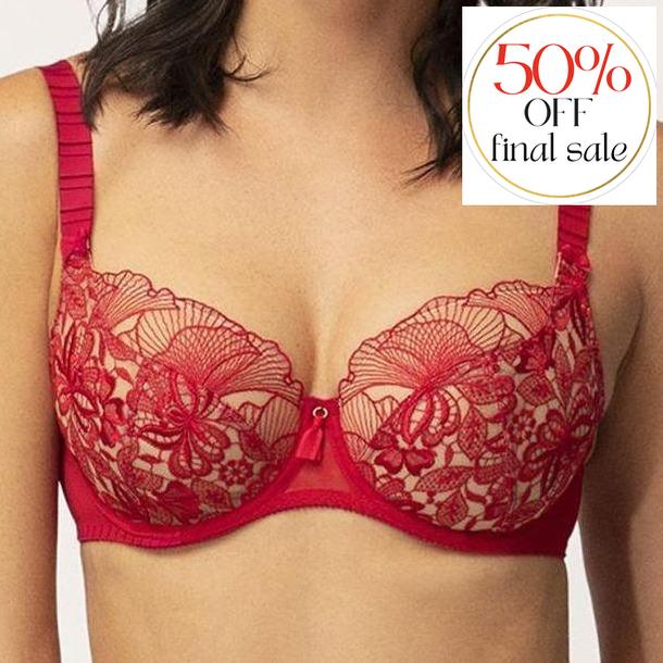 Empreinte Agathe Underwired Low-Necked Bra 08204 in Passion-Anna Bella Fine Lingerie-Passion-32-E