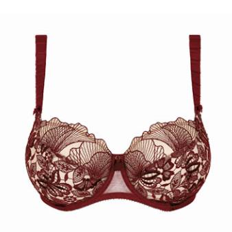 Empreinte Agathe Underwired Low-Necked Bra in Amarante 08204-Bras-Empreinte-Amarante-30-E-Anna Bella Fine Lingerie, Reveal Your Most Gorgeous Self!
