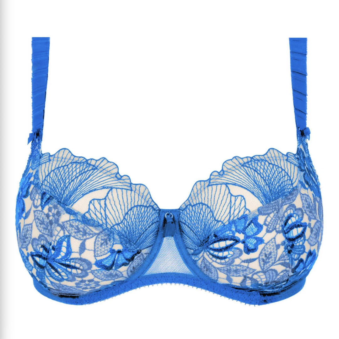 Empreinte Agathe Underwired Low Necked Bra in Bleu Lazuli 08204-Bras-Empreinte-Bleu Lazuli-34-E-Anna Bella Fine Lingerie, Reveal Your Most Gorgeous Self!