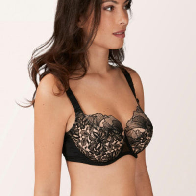Empreinte Agathe Underwired Low Necked Bra in Noir 08204-Bras-Empreinte-Noir-34-E-Anna Bella Fine Lingerie, Reveal Your Most Gorgeous Self!
