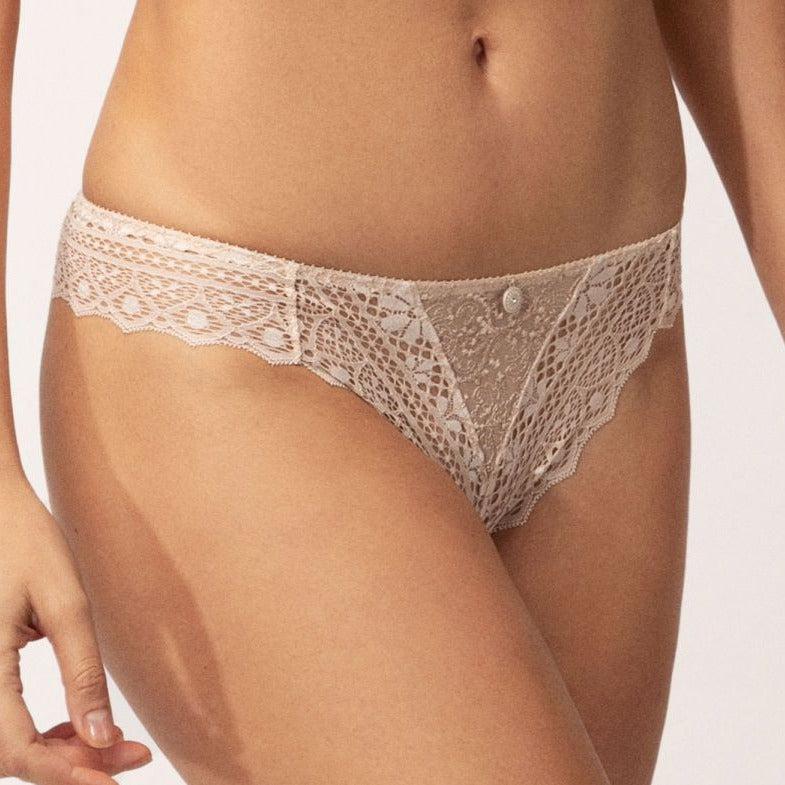 Empreinte Cassiopee Thong 01151 in Creamy Beige-Panties-Empreinte-Creamy Beige-XSmall-Anna Bella Fine Lingerie, Reveal Your Most Gorgeous Self!