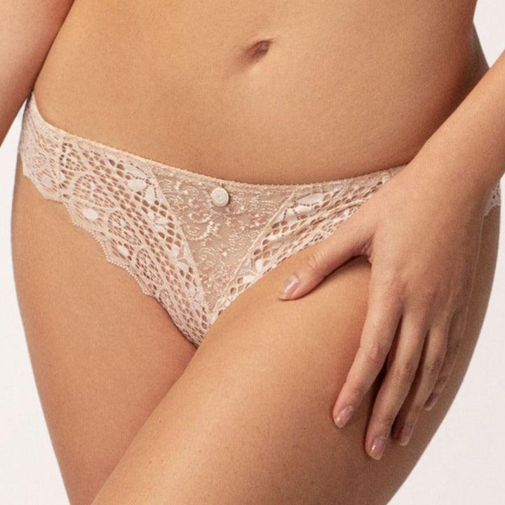 Empreinte Cassiopee Thong 01151 in Creamy Beige-Panties-Empreinte-Creamy Beige-XSmall-Anna Bella Fine Lingerie, Reveal Your Most Gorgeous Self!