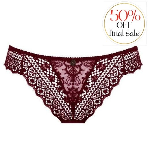 Empreinte Cassiopee Thong 01151 in Grenat-Panties-Empreinte-Grenat-XSmall-Anna Bella Fine Lingerie, Reveal Your Most Gorgeous Self!