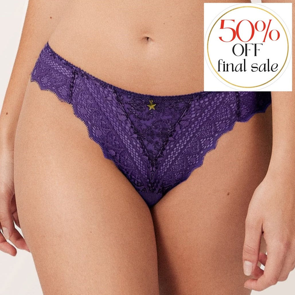 Empreinte Cassiopee Thong in Dark Purple 01151-Panties-Empreinte-Dark Purple-XSmall-Anna Bella Fine Lingerie, Reveal Your Most Gorgeous Self!