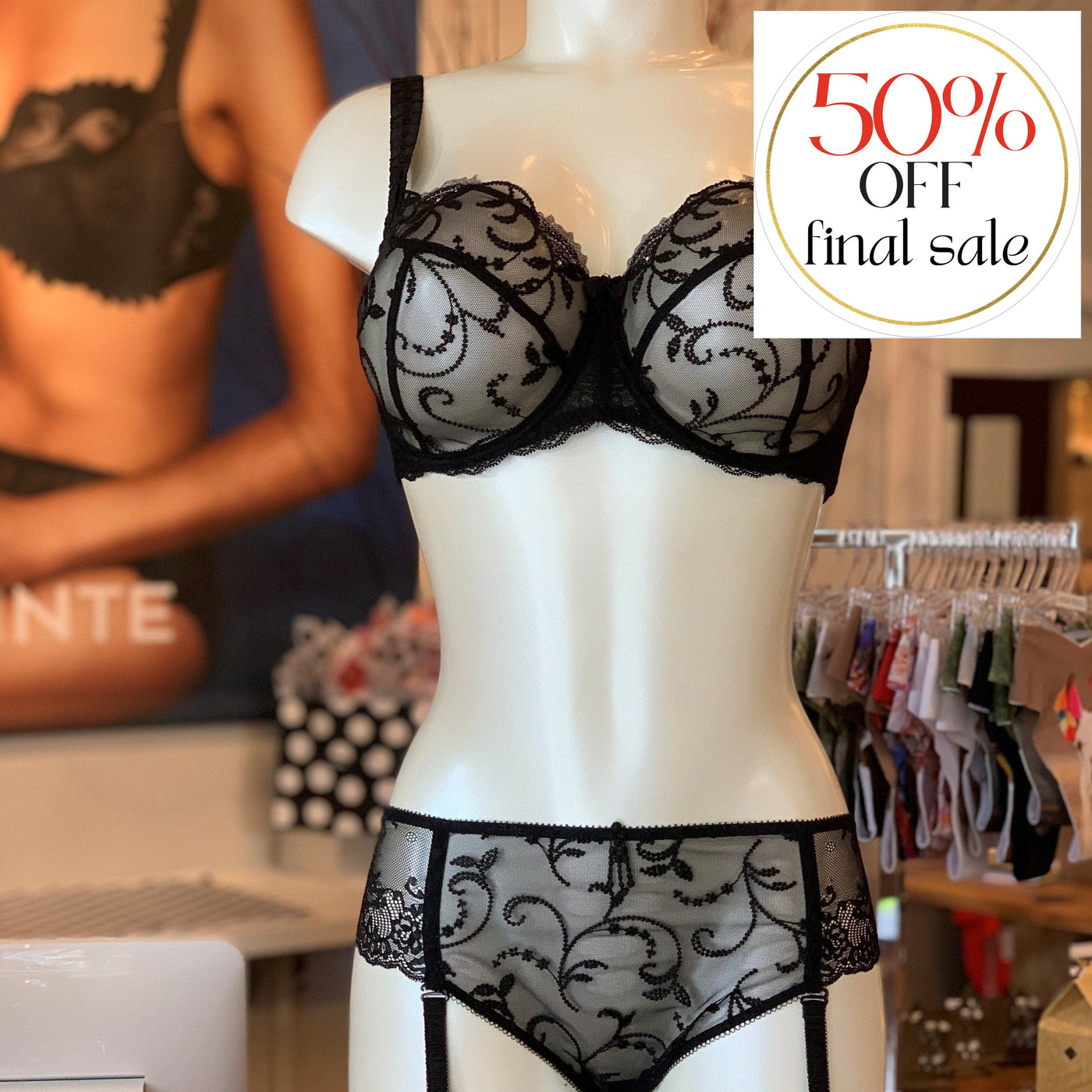 Empreinte Ginger Underwired Low-Neck Bra in Basic Colors 08207-Bras-Empreinte-Black-32-D-Anna Bella Fine Lingerie, Reveal Your Most Gorgeous Self!