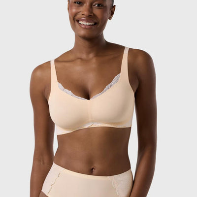 Evelyn & Bobbie Beyond Lace Bra in Peach Rose'-Non-Wired Bras-Evelyn & Bobbie-Peach Rose'-Medium-Anna Bella Fine Lingerie, Reveal Your Most Gorgeous Self!