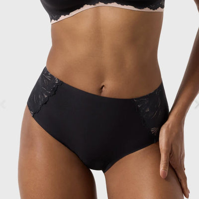Evelyn & Bobbie Lace High-Waisted Retro Bikini-Anna Bella Fine Lingerie-Noir Lace-Size 1 (0-14)-