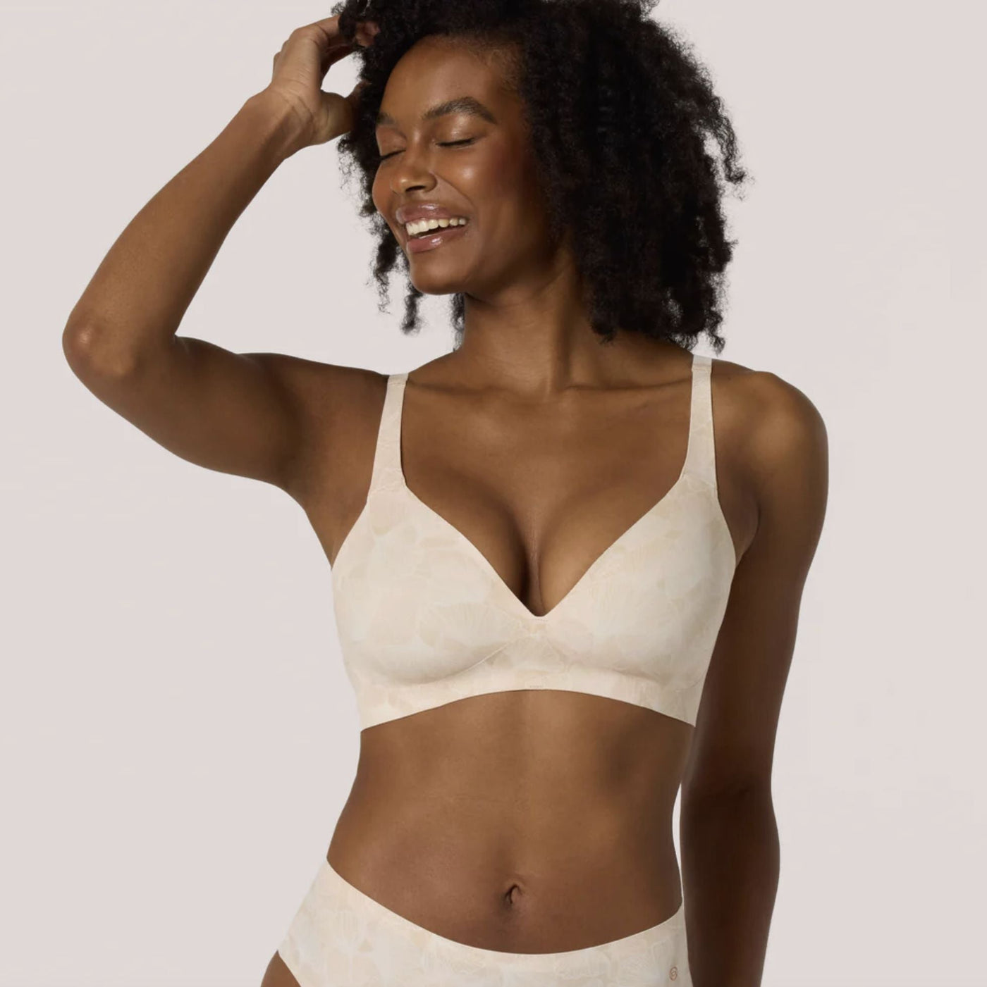 Evelyn & Bobbie Starlette Plunge Bra in Champagne Ginkgo-Anna Bella Fine Lingerie-Champagne Ginkgo-XSmall-