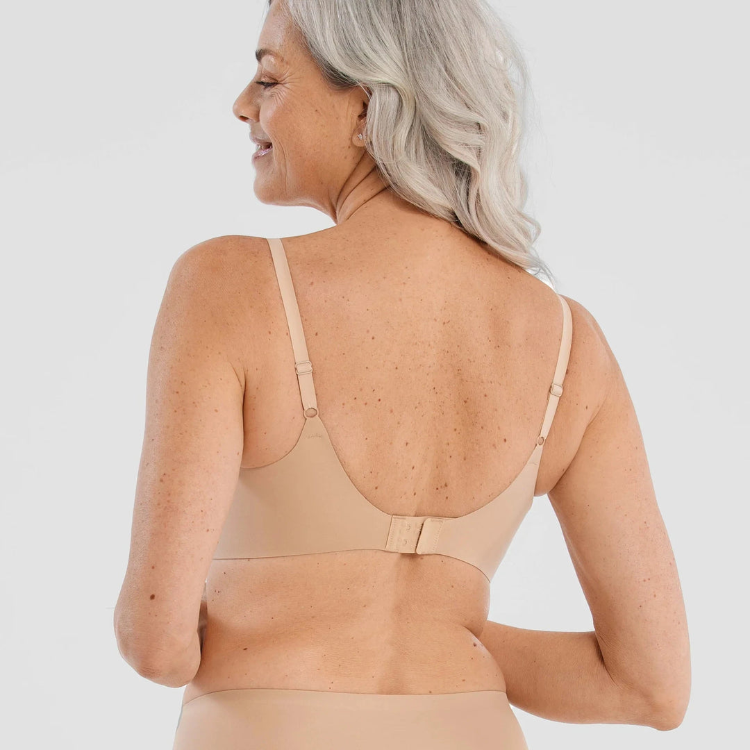 Evelyn &amp; Bobbie Starlette Plunge Bra in Sand-Non-Wired Bras-Evelyn &amp; Bobbie-Sand-XSmall-Anna Bella Fine Lingerie, Reveal Your Most Gorgeous Self!