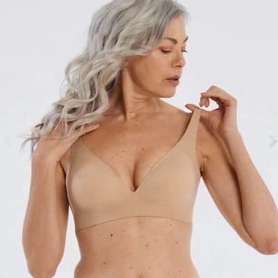 Evelyn & Bobbie Starlette Plunge Bra in Sand-Non-Wired Bras-Evelyn & Bobbie-Sand-XSmall-Anna Bella Fine Lingerie, Reveal Your Most Gorgeous Self!