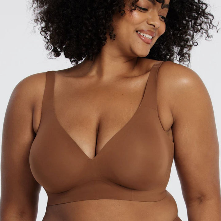Evelyn &amp; Bobbie Starlette Plunge in Clay-Non-Wired Bras-Evelyn &amp; Bobbie-Clay-Medium-Anna Bella Fine Lingerie, Reveal Your Most Gorgeous Self!