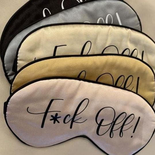 "F*ck Off!" Satin Eye Mask-Anna Bella Fine Lingerie-Gold-