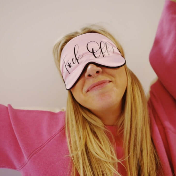 "F*ck Off!" Satin Eye Mask-Anna Bella Fine Lingerie-Pink-