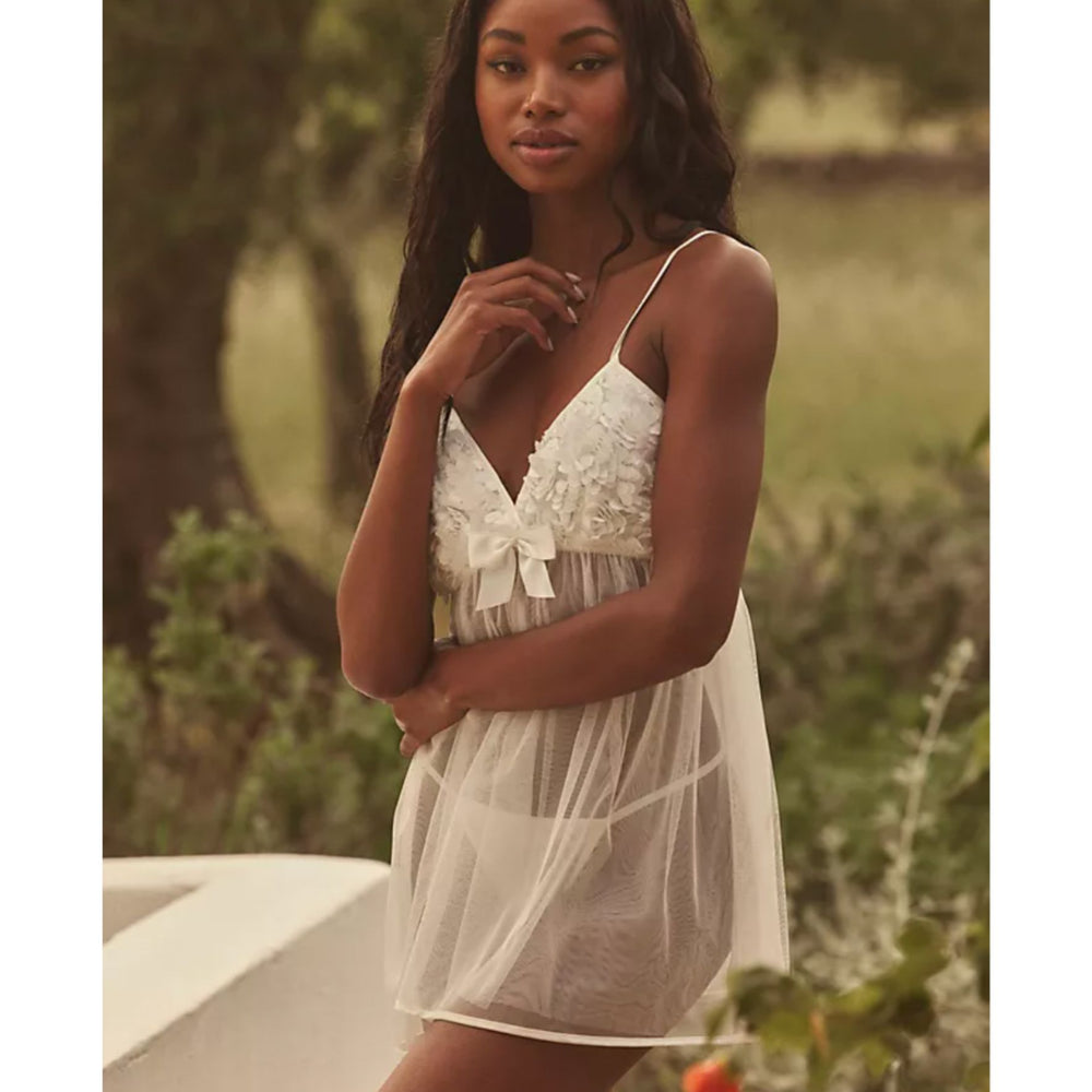 Flora Nikrooz Bellflower Camidoll in Ivory T80001-Loungewear-Flora Nikrooz-Ivory-Small-Anna Bella Fine Lingerie, Reveal Your Most Gorgeous Self!