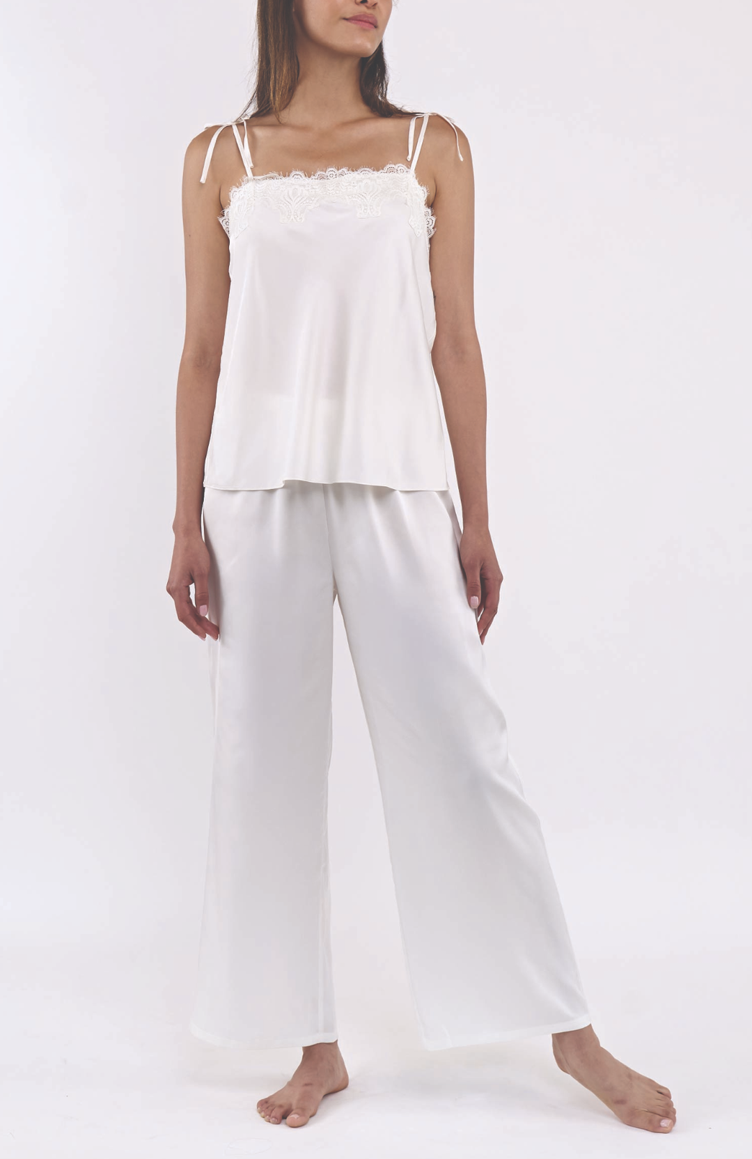 Flora Nikrooz Celeste Stretch Cami Pant Set Q81634 in Ivory-Sleepwear-Flora Nikrooz-Ivory-XSmall-Anna Bella Fine Lingerie, Reveal Your Most Gorgeous Self!