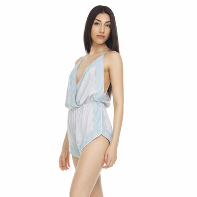 Flora Nikrooz Ella Romper Q81337 in Ice Flow-Loungewear-Flora Nikrooz-Ice Flow-XSmall-Anna Bella Fine Lingerie, Reveal Your Most Gorgeous Self!