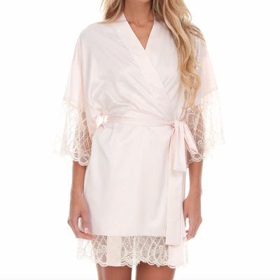 Flora Nikrooz Gabby Kimono Q81387 in Pink-Robes-Flora Nikrooz-Pink-Small-Anna Bella Fine Lingerie, Reveal Your Most Gorgeous Self!