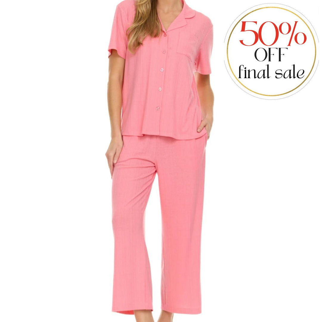 Flora Nikrooz Julianne PJ Set T91138 in Melon-Loungewear-Flora Nikrooz-Melon-Small-Anna Bella Fine Lingerie, Reveal Your Most Gorgeous Self!