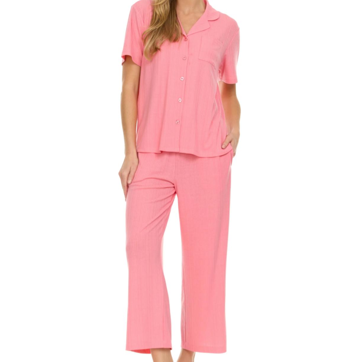 Flora Nikrooz Julianne PJ Set T91138 in Melon-Loungewear-Flora Nikrooz-Melon-Small-Anna Bella Fine Lingerie, Reveal Your Most Gorgeous Self!