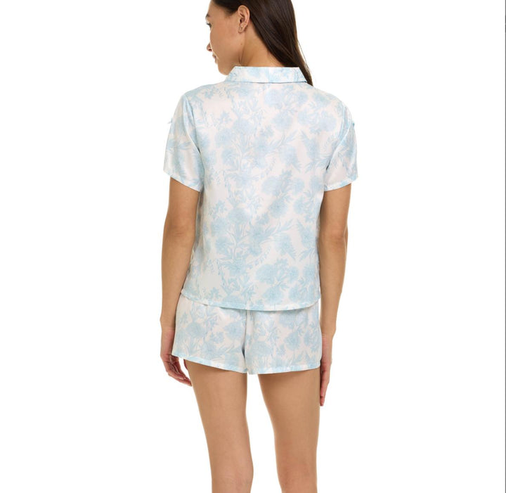 Flora Nikrooz Odessa Short Pajama Set Q81613-Sleepwear-Flora Nikrooz-Blue/White Print-XSmall-Anna Bella Fine Lingerie, Reveal Your Most Gorgeous Self!