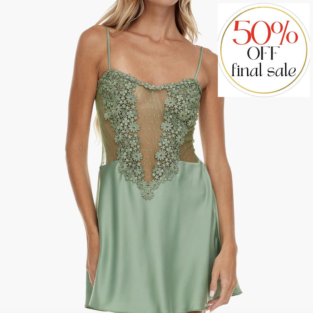 Flora Nikrooz Showstopper Chemise 8060 in Forest Green-Anna Bella Fine Lingerie-Forest Green-XSmall-